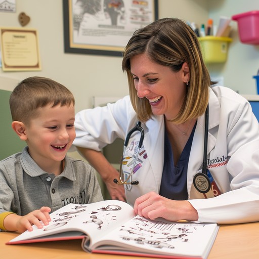Doctor reading with child